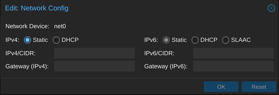 Proxmox default Cloud Init network settings